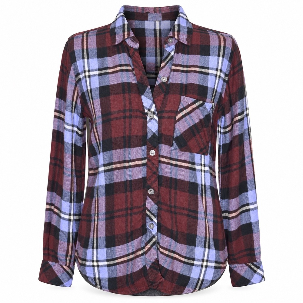 Rails Button Down Shirt XS Burgundy Purple Hunter 90s Grunge Plaid Whimsigoth